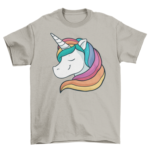 Happy unicorn rainbow hair t-shirt