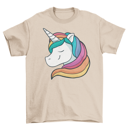 Happy unicorn rainbow hair t-shirt