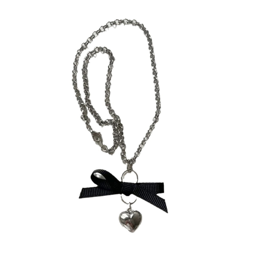 Titanium Steel Black Bow Necklace