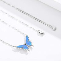 Silver Opal Butterfly Necklace