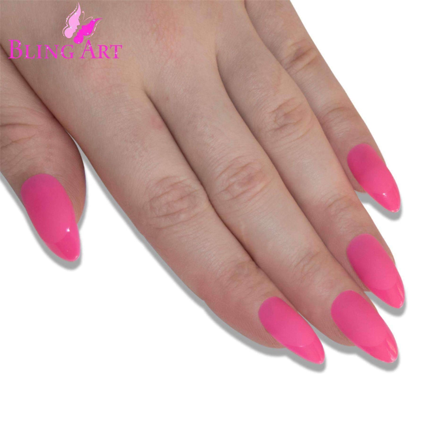 False Nails by Bling Art Matte Pink 24 Almond Stiletto Long Fake Tips