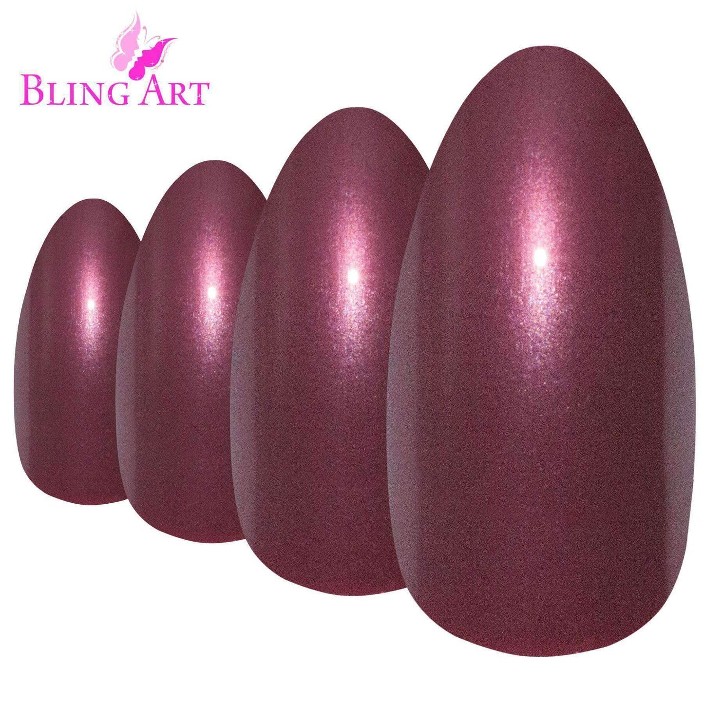 False Nails by Bling Art Red Brown Almond Stiletto Coffin 24 Fake Long