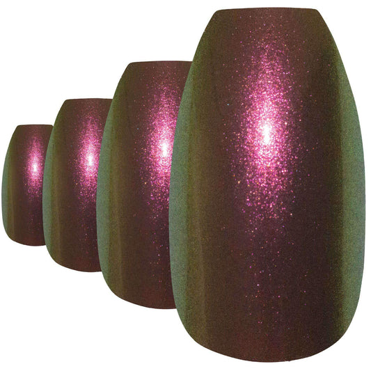 False Nails by Bling Art Gold Green Chameleon Ballerina Coffin 24 Fake