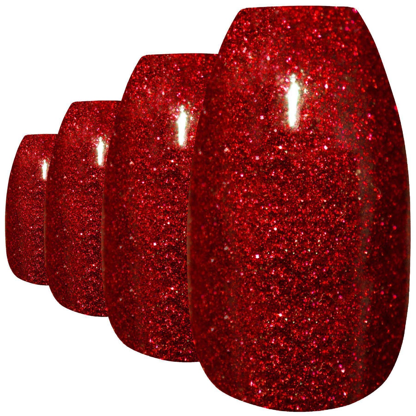 False Nails by Bling Art Red Gel Ballerina Coffin 24 Fake Long Acrylic