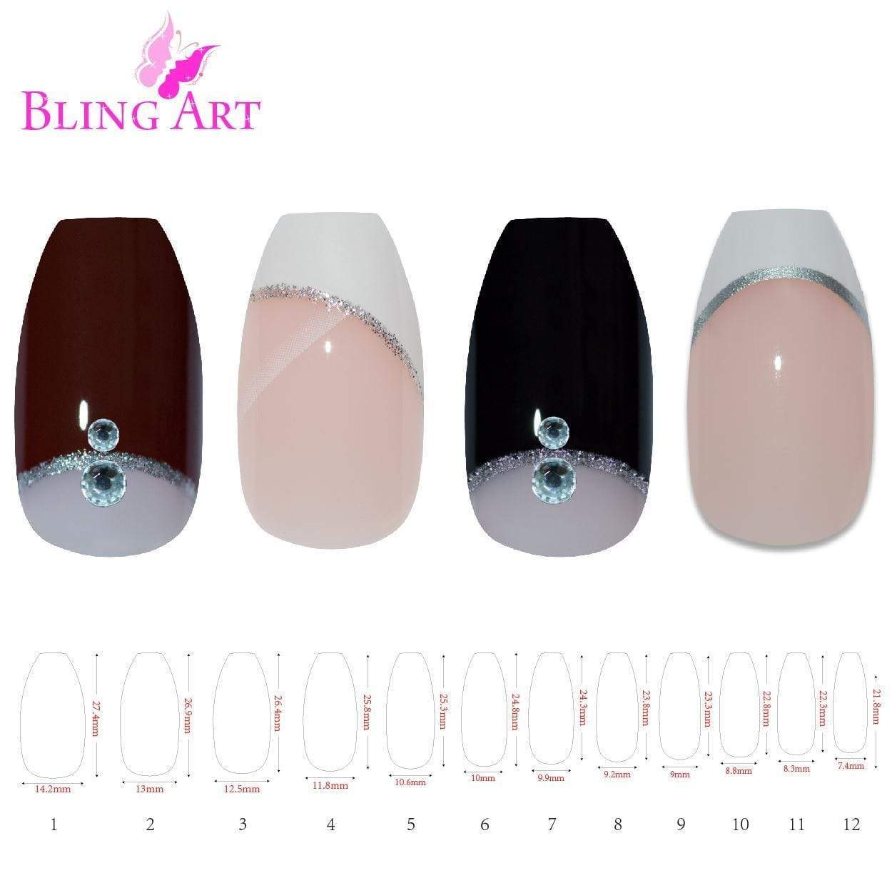 False Nails by Bling Art 360 Coffin Ballerina Long Transparent Acrylic