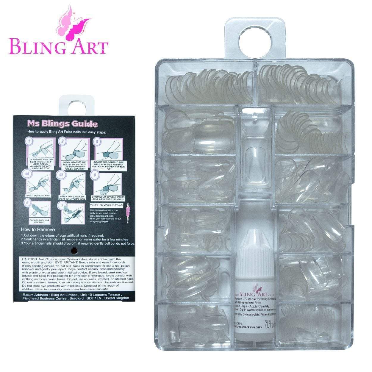 False Nails by Bling Art 360 Squoval Long Transparent Acrylic Fake