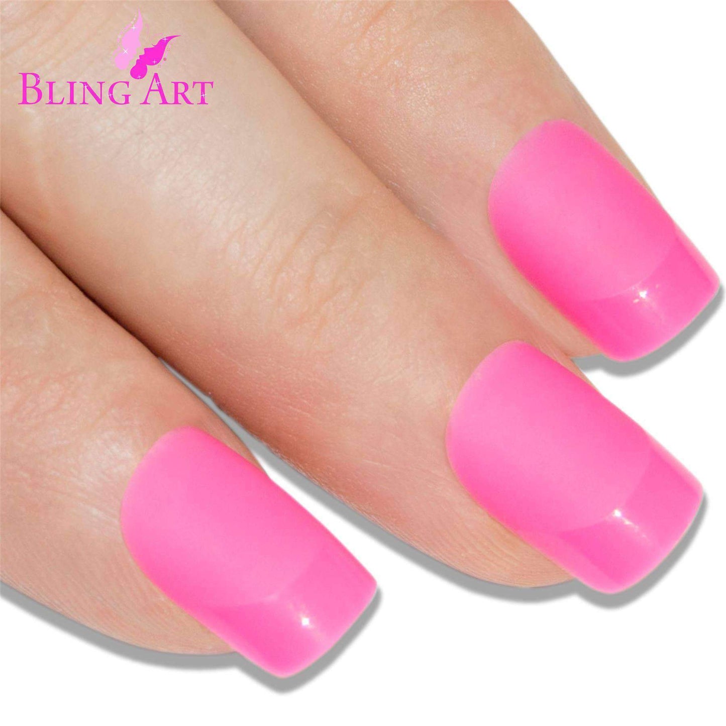 False Nails by Bling Art Pink Matte French Manicure Fake Medium Tips