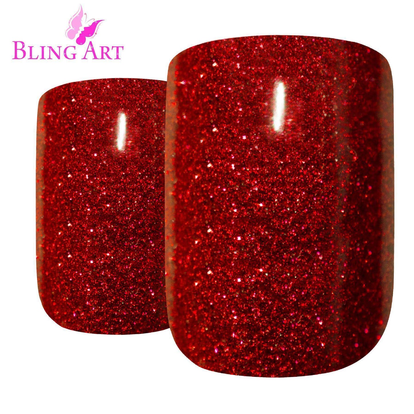 False Nails by Bling Art Red Gel French Manicure Fake Medium Tips with