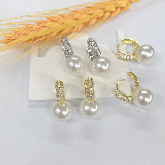 Women's Pearl Hoop Earrings