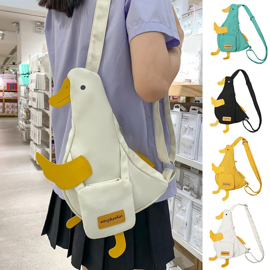 Cute Duck Canvas Bag Girls Messenger Shoulder Bag Funny Cartoon Chest Bags For Women