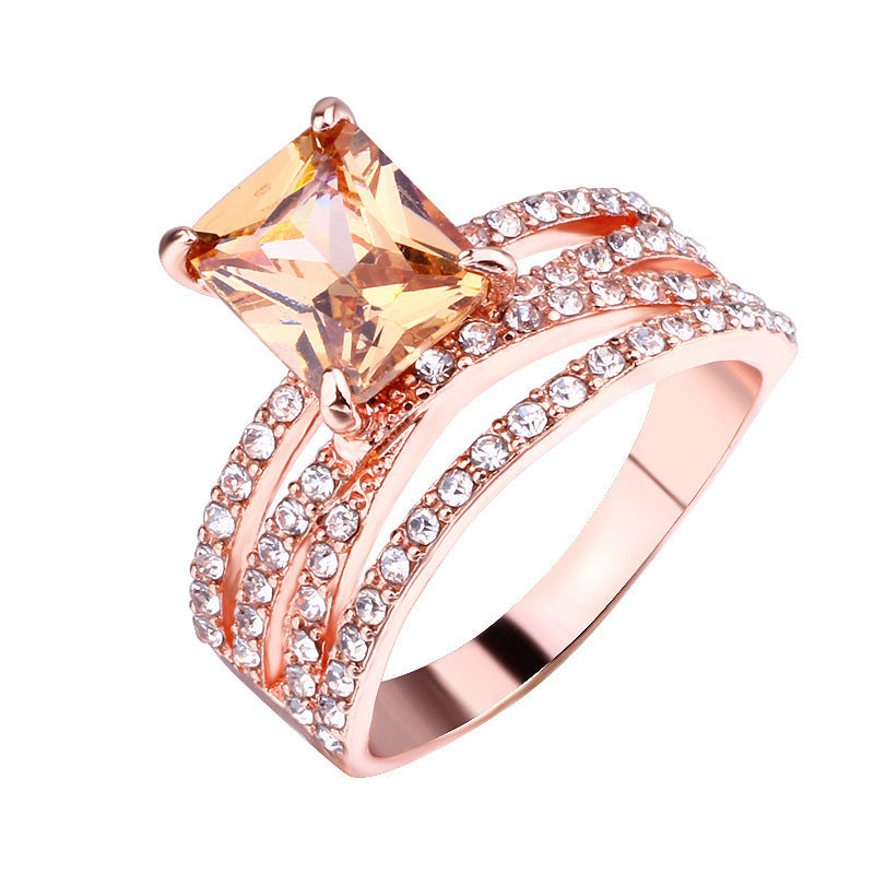 Women's Simple Rhinestone Square Ring