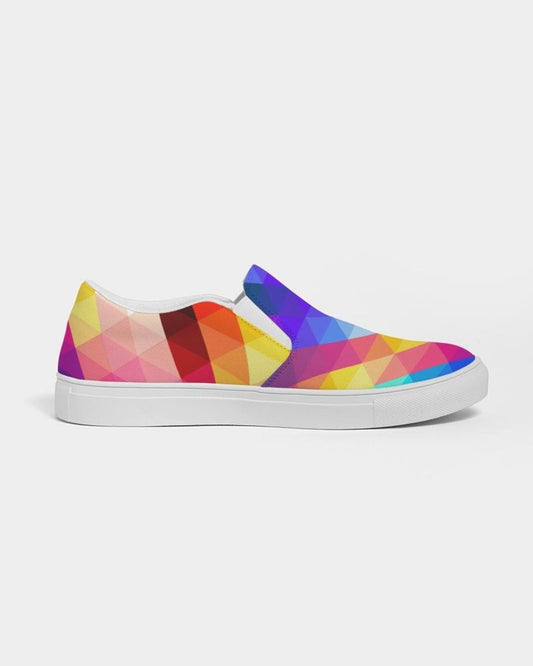 Womens Sneakers - Canvas Slip On Shoes, Multicolor Retro Print