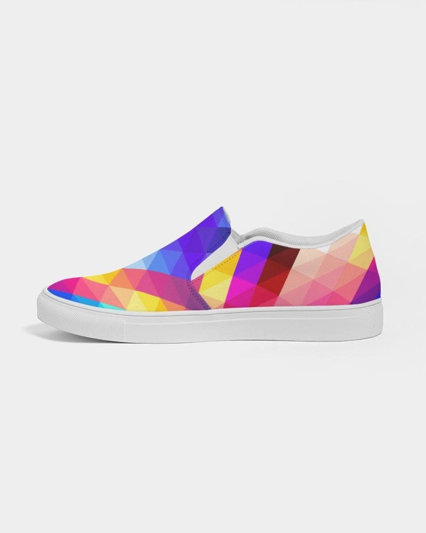 Womens Sneakers - Canvas Slip On Shoes, Multicolor Retro Print