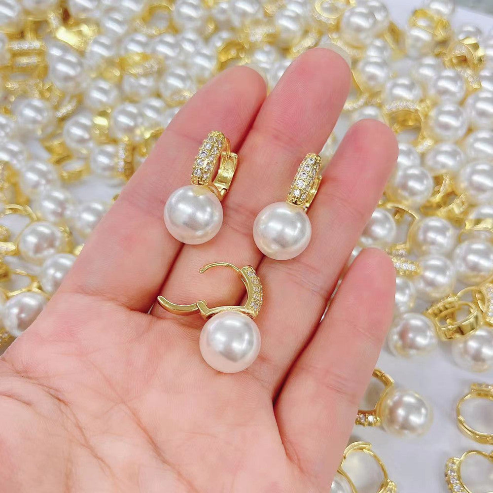 Women's Pearl Hoop Earrings