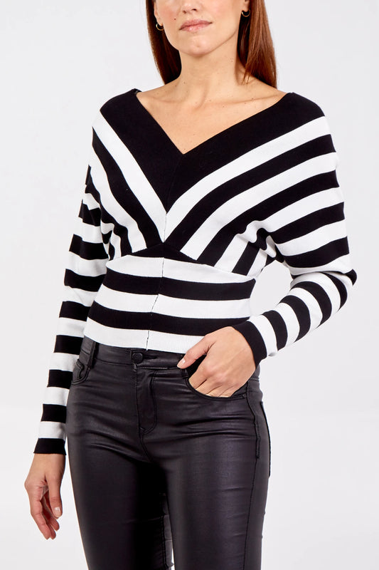 V-neck Stripe Knitted Jumper