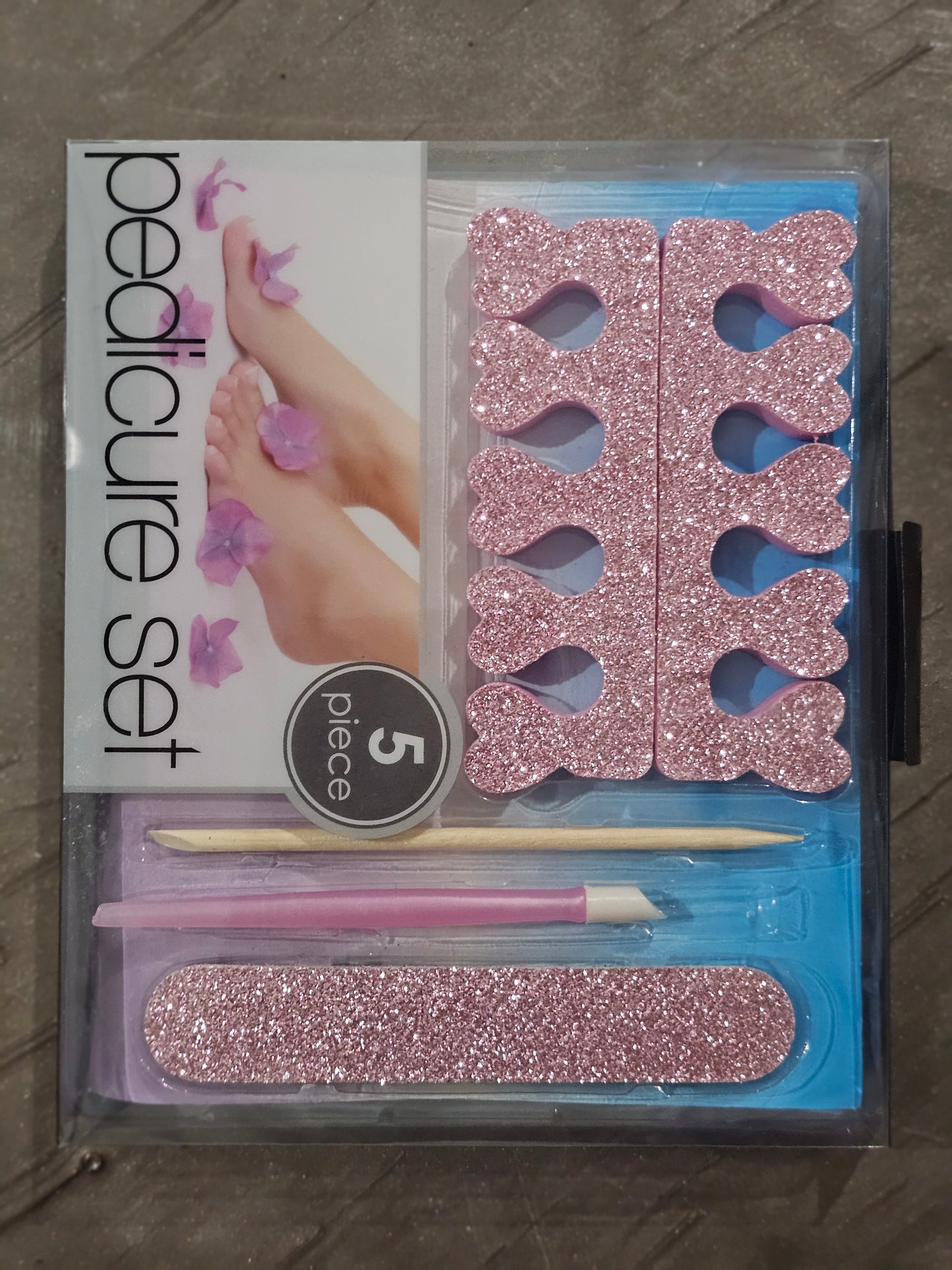 5 piece glitter pedicure set