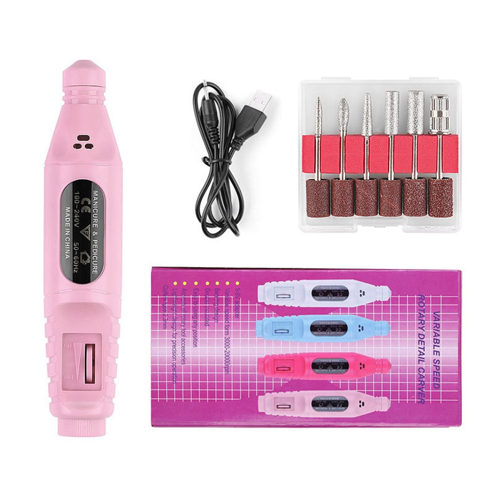 Electric Nail Drill Machine 20000RPM Professional Nail File Kit