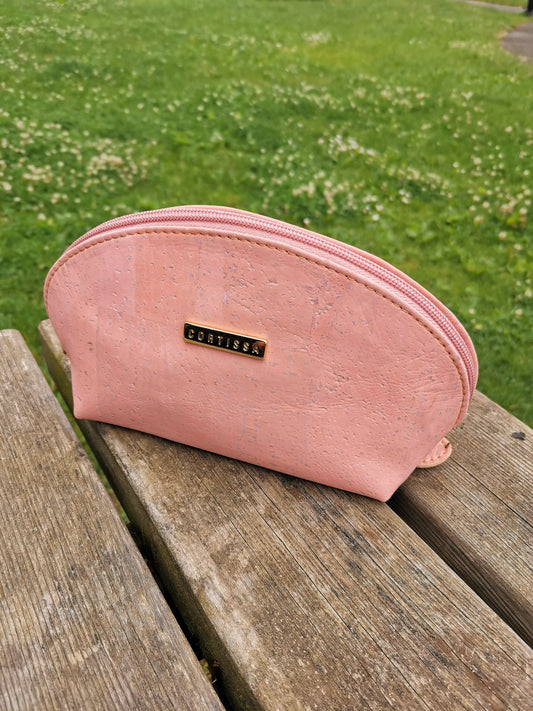 Salmon cork makeup bag