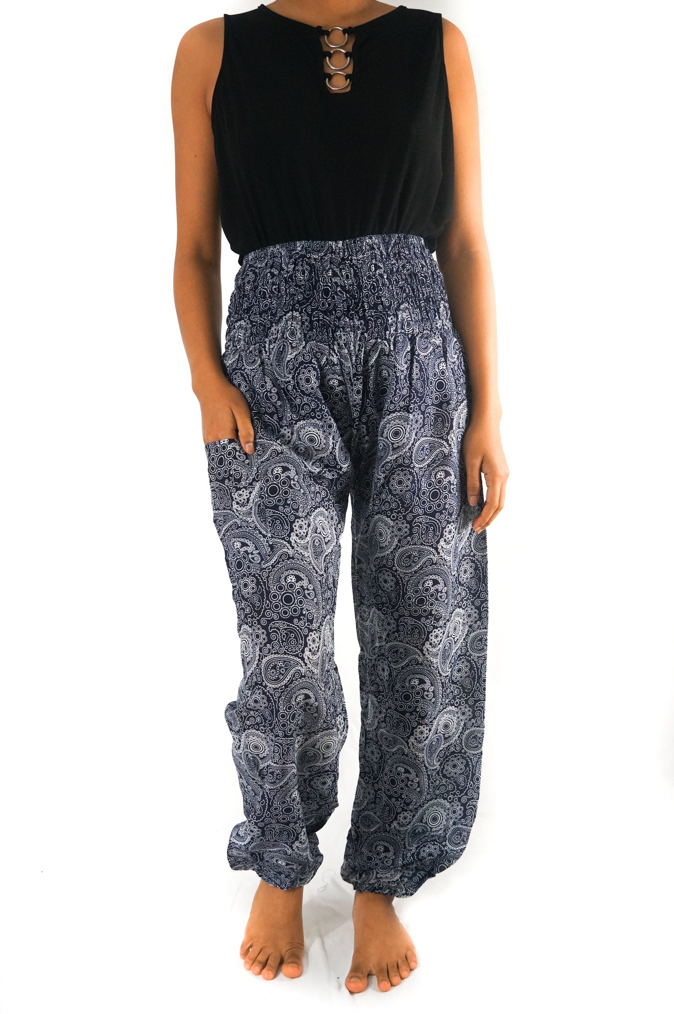 Black Paisley Pants Women Boho Pants Hippie Pants Yoga