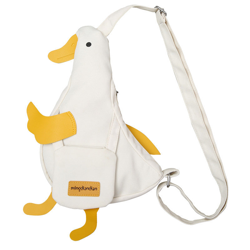 Cute Duck Canvas Bag Girls Messenger Shoulder Bag Funny Cartoon Chest Bags For Women