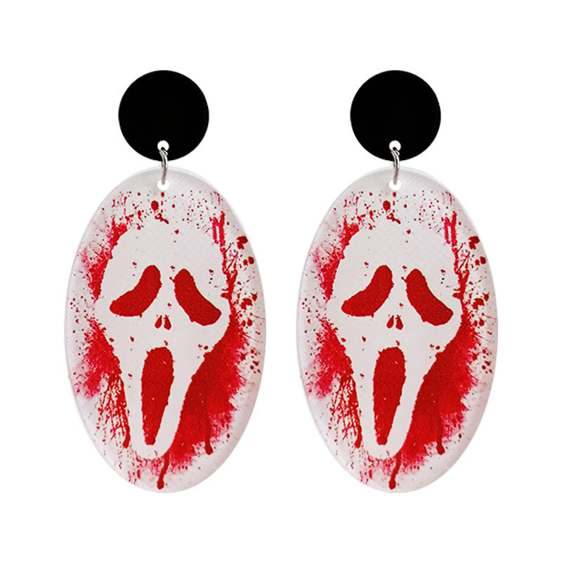 Horror Blood Halloween Earrings Moth Balloon Card Skull Earrings