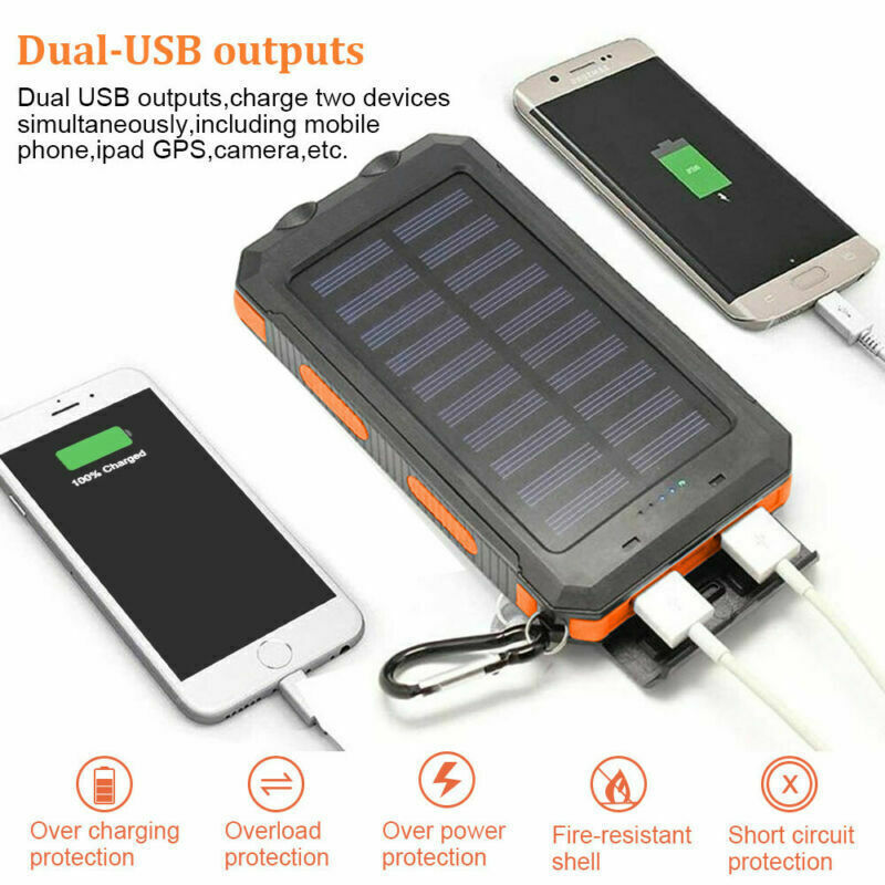 Super Powerful USB Portable Charger Solar Power Ban Waterproof LED