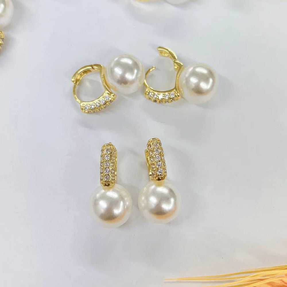 Women's Pearl Hoop Earrings