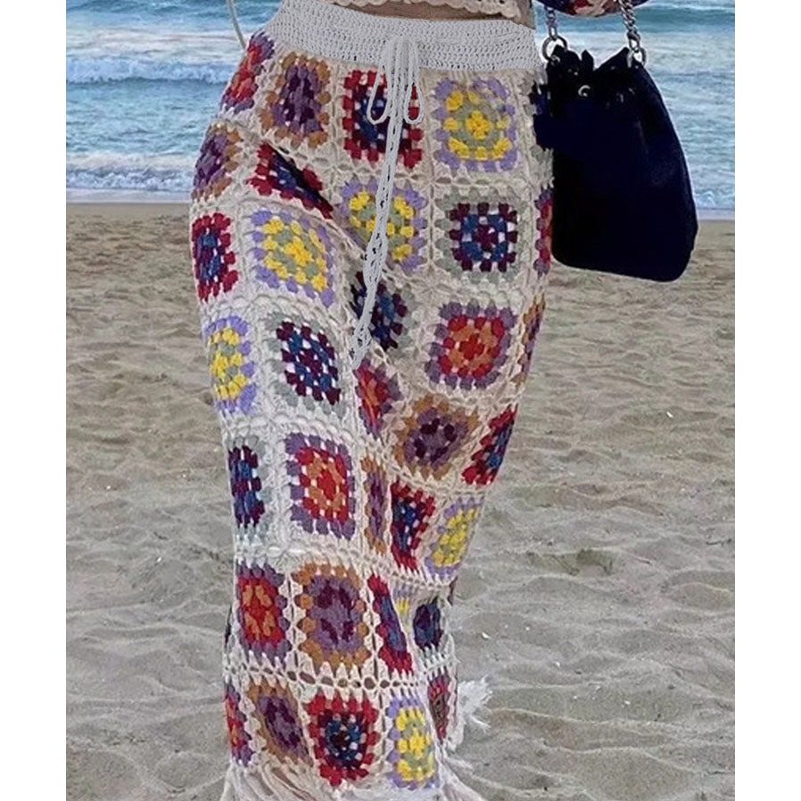 Vintage Multicolor Handmade Crochet Long Skirts