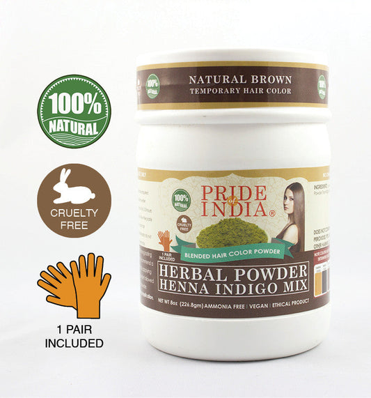 Hair Bloom Natural Brunette Hair Color- Herbal Henna & Indigo Mix Hair