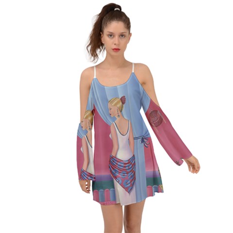 Perfume Kimono Sleeves Womens Boho Dress