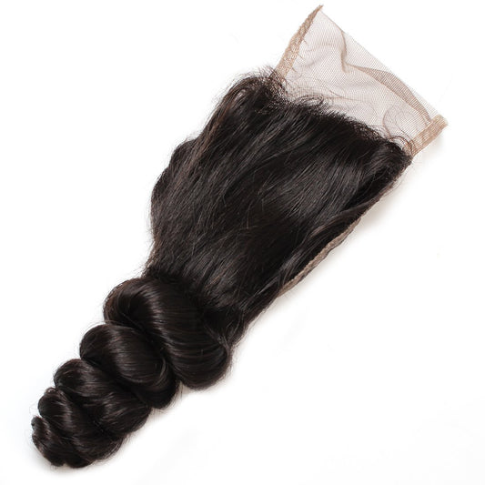 10A Remy Human Hair 4*4 Loose Wave Swiss Lace Closure 1 PC Free Part