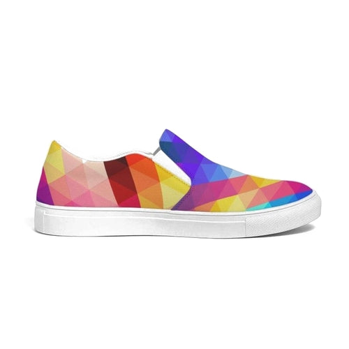 Womens Sneakers - Canvas Slip On Shoes, Multicolor Retro Print