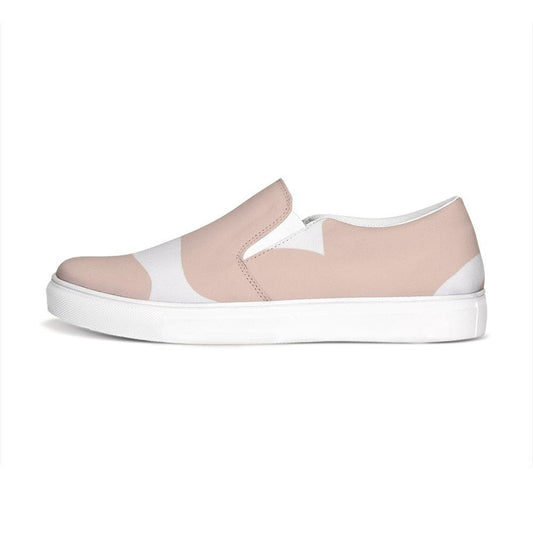 Womens Sneakers, Peach & White Low Top Slip-on Canvas Shoes