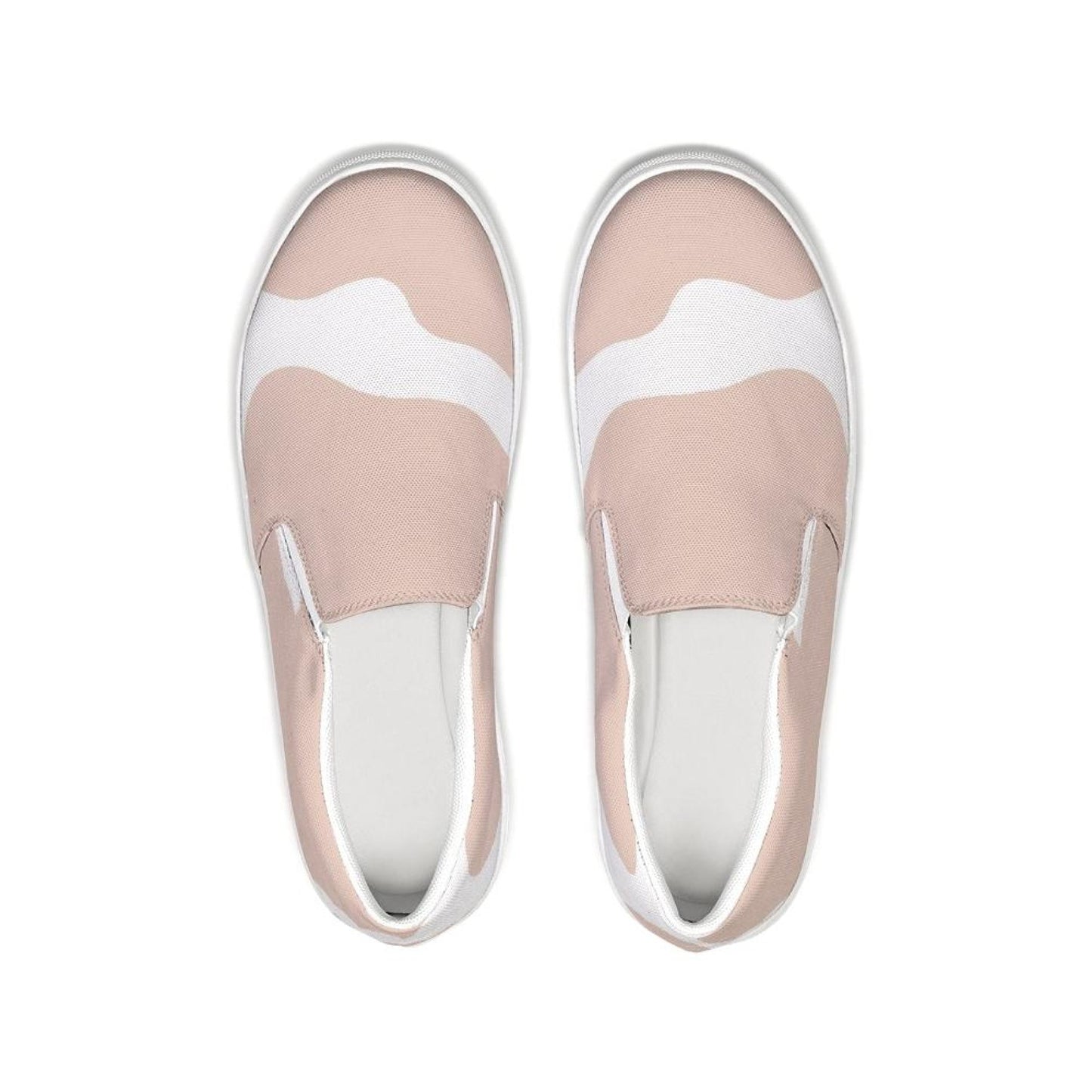 Womens Sneakers, Peach & White Low Top Slip-on Canvas Shoes