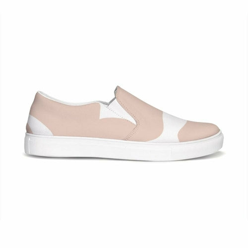 Womens Sneakers, Peach & White Low Top Slip-on Canvas Shoes