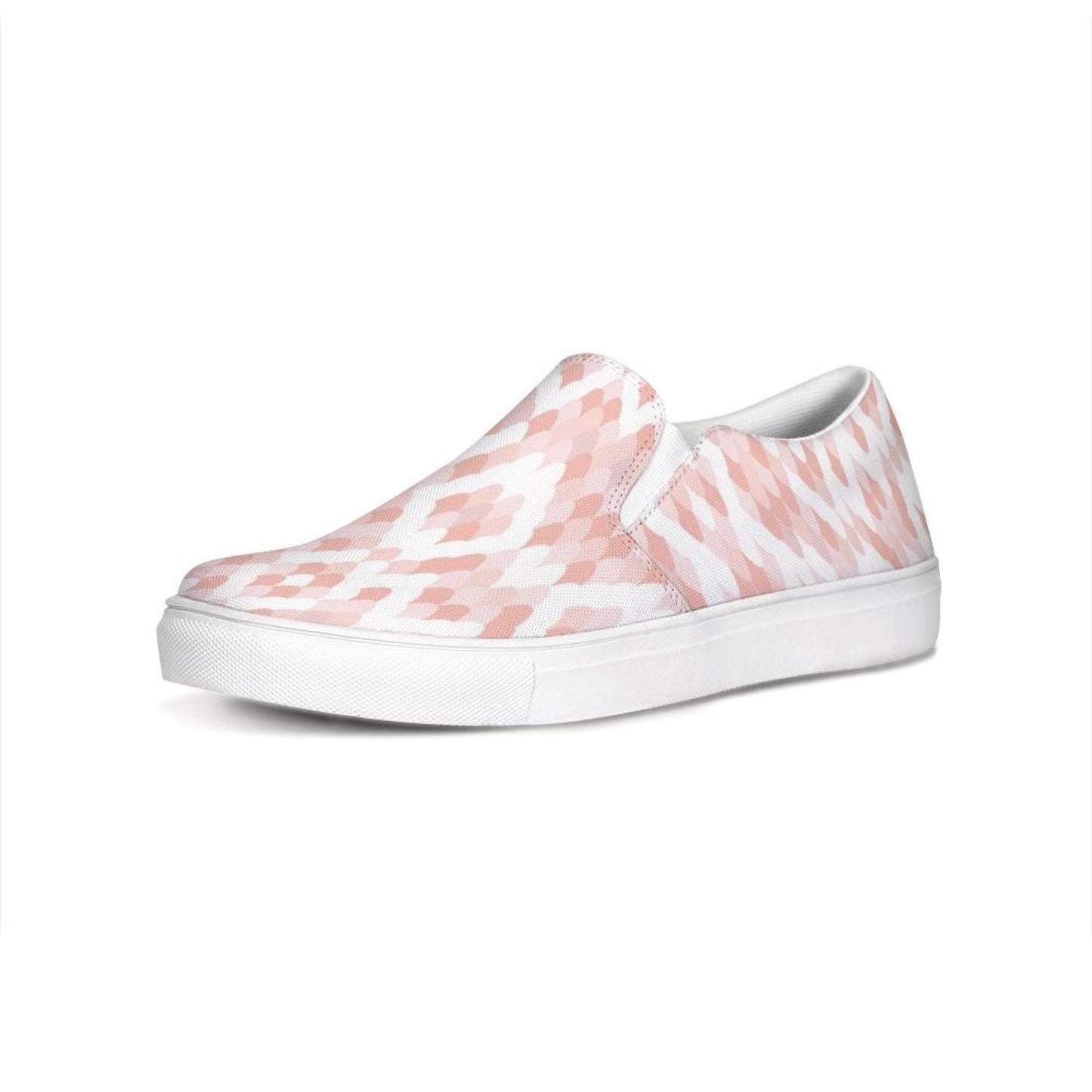 Womens Sneakers - Pink & White Low Top Slip-on Canva Shoes